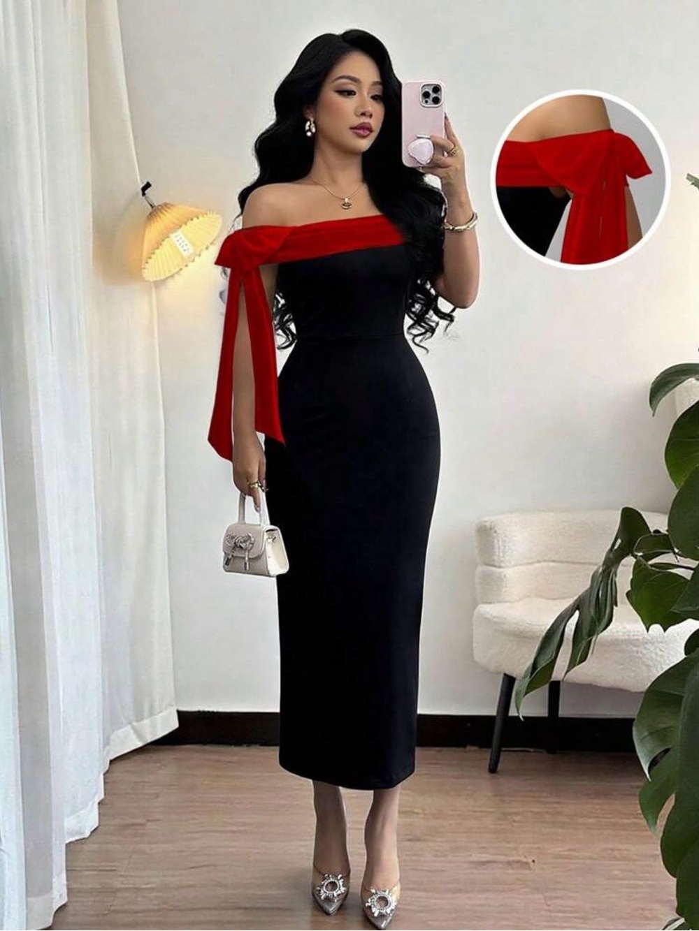 Elegant Off-the-Shoulder Midi Dress